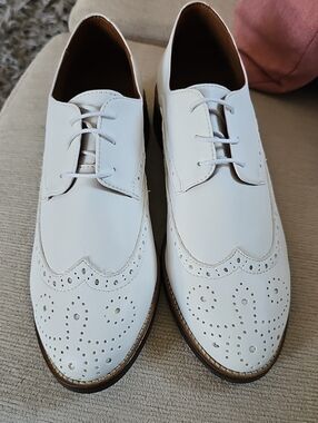 Classic White Wingtip Derby Shoes for Men